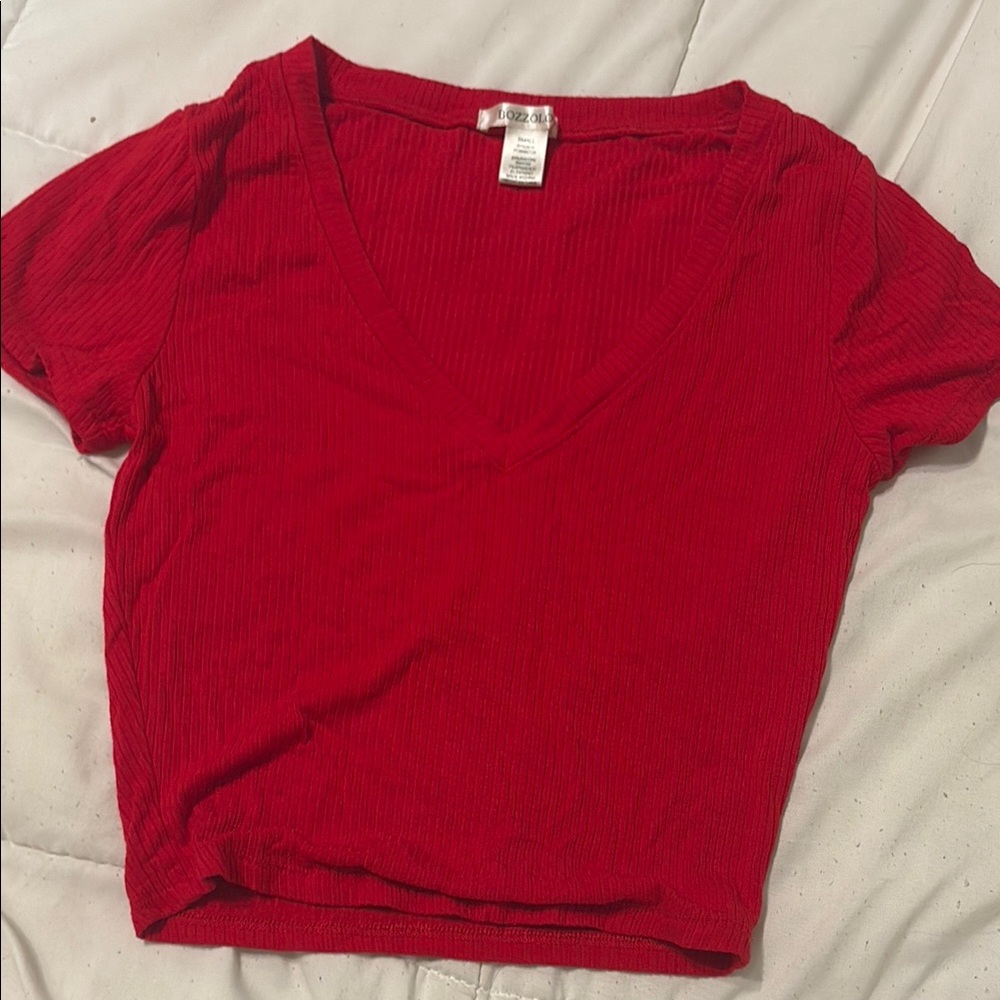 Bozzolo Red V-Neck Crop Top